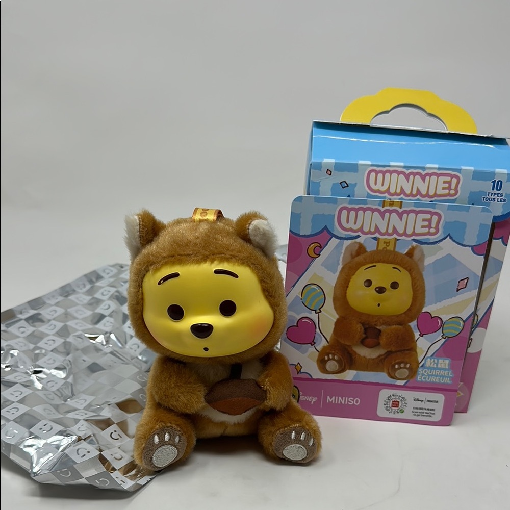 Miniso Winnie the Pooh squirrel plush keychain